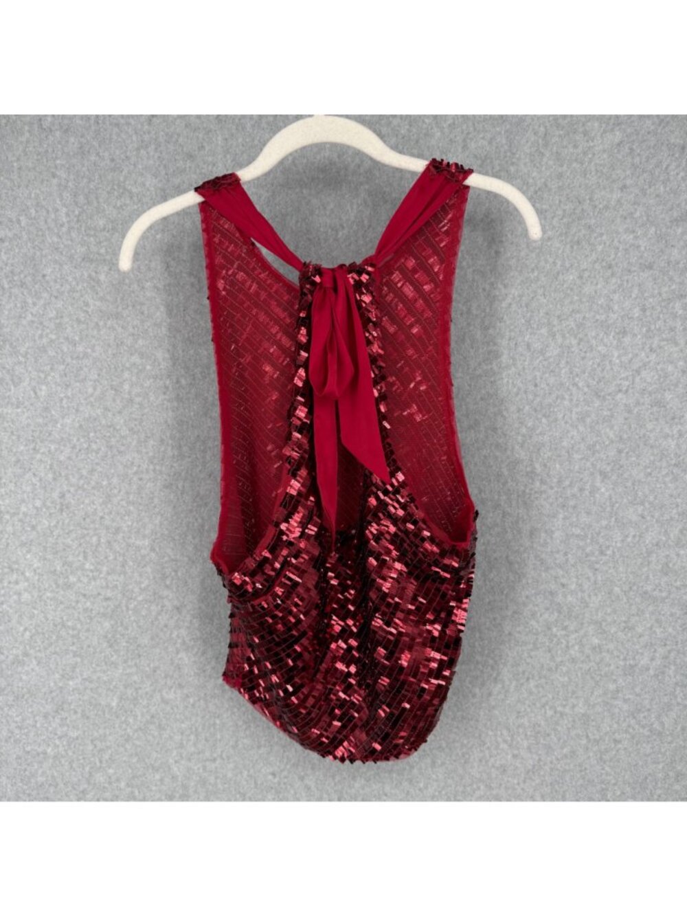 Intimately Free People Disco Fever Cami Top Size M Red Sequin Adjustable Party - Picture 2 of 11